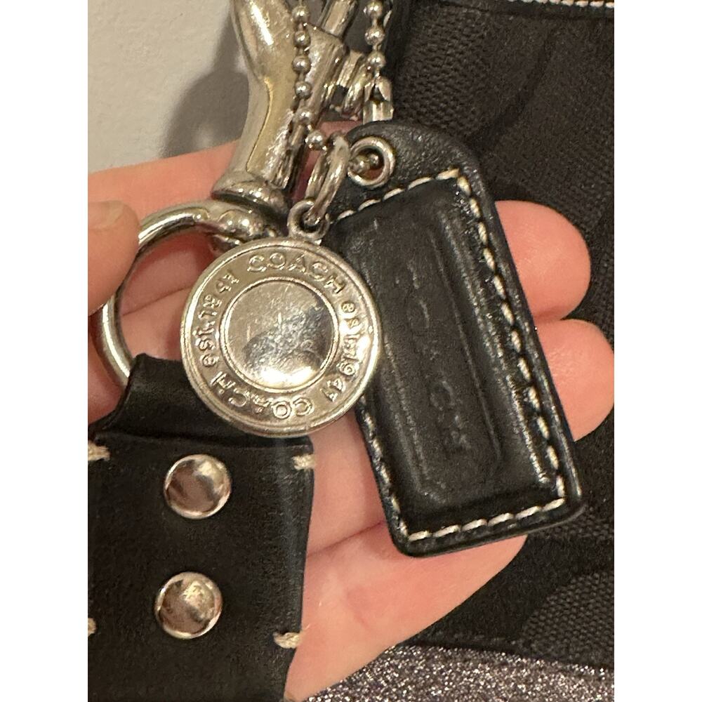 Coach Handbags Crossbody Purse Black & Silver Fabric Leather F06M-10129 - Picture 6 of 9